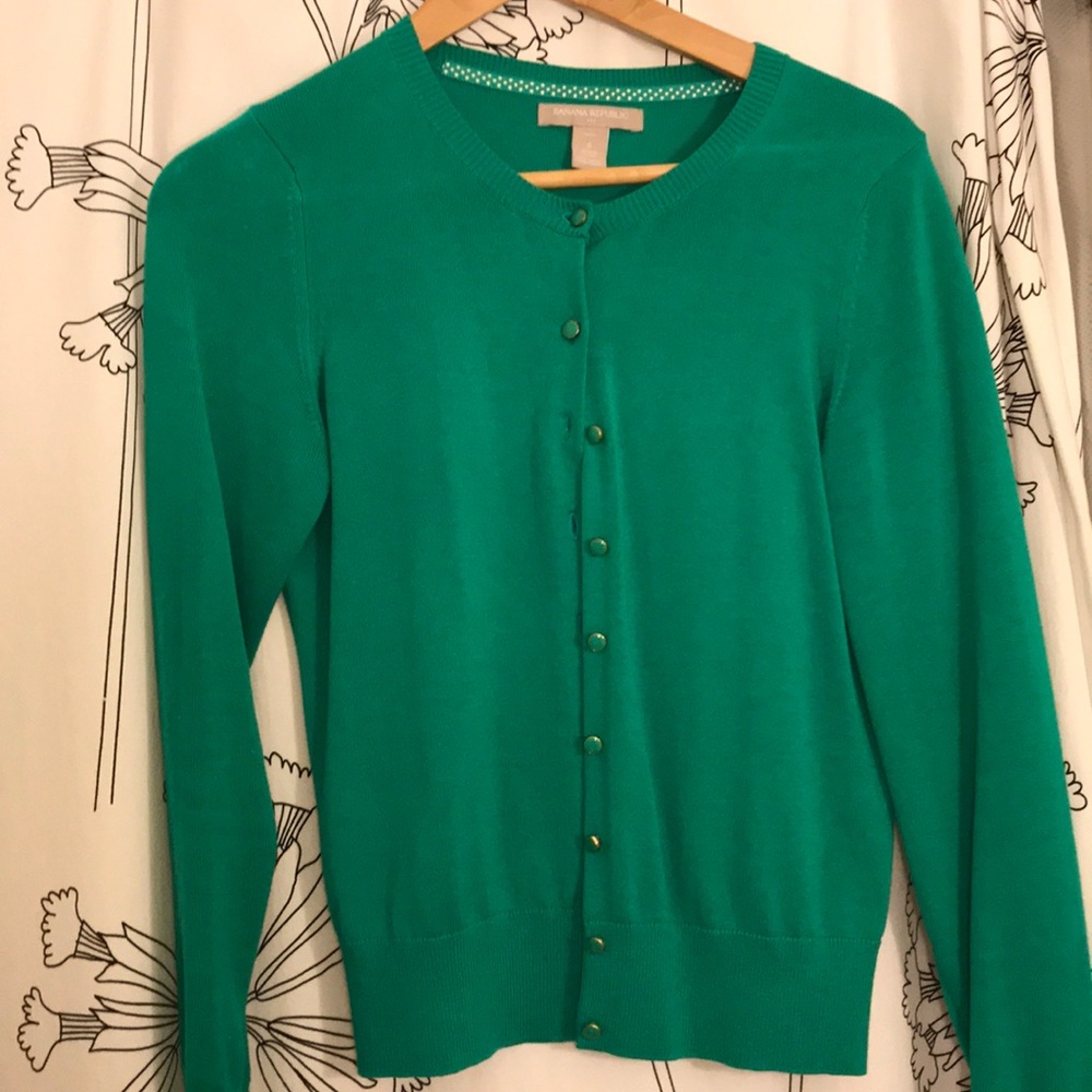 Green cardigan, banana republic